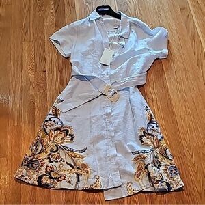 NWT JOIE 100% Linen Button Down Shirt Dress Belted Pockets Sz Small